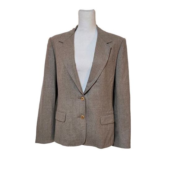 Briarbrook 100% Pure Virgin Wool Blazer Women Size 16 Gray Neutral Career Preppy - Picture 1 of 11